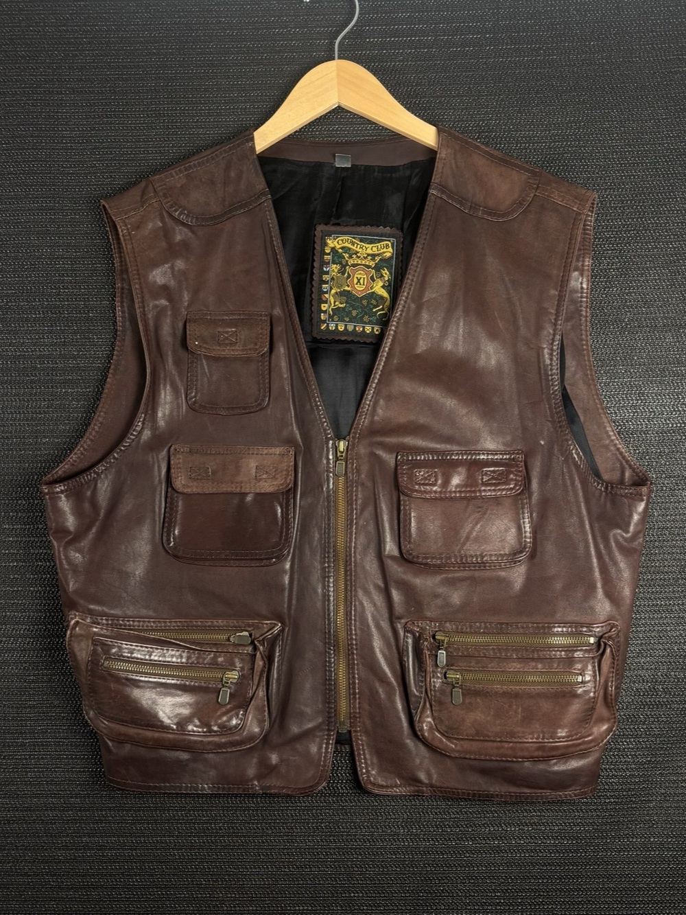 Vintage leather Country Club Men's Utility Vest Size Medium
